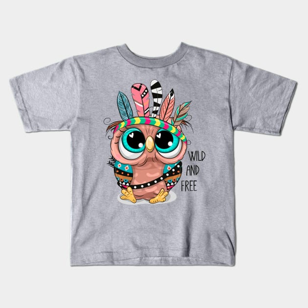 Cute Owl Kids T-Shirt by Reginast777